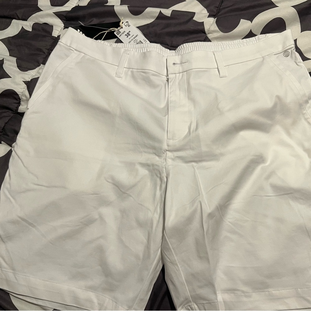 Adidas Go-To White Shorts with elastic rear band for comfort size 38” waist… new